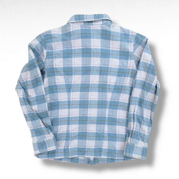 Patagonia Fjord Flannel Shirt Womens Size 6 (Small) White/Blue Organic Cotton - Picture 2 of 6